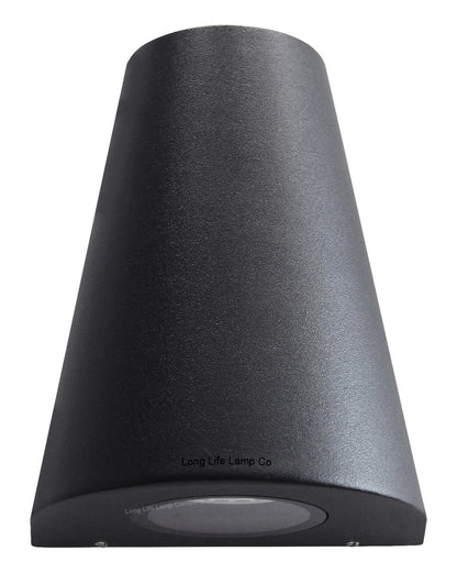 Cone Shape Up Down Outdoor Wall Light Stainless Steel Black Finish - Energy Light Bulbs - Free delivery on all orders