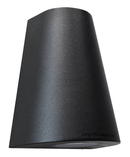 Cone Shape Up Down Outdoor Wall Light Stainless Steel Black Finish - Energy Light Bulbs - Free delivery on all orders