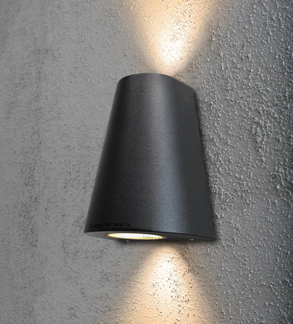 Cone Shape Up Down Outdoor Wall Light Stainless Steel Black Finish - Energy Light Bulbs - Free delivery on all orders