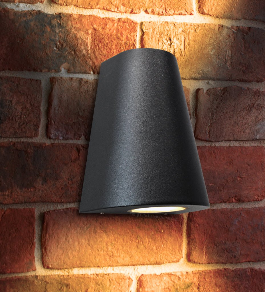Cone Shape Up Down Outdoor Wall Light Stainless Steel Black Finish - Energy Light Bulbs - Free delivery on all orders