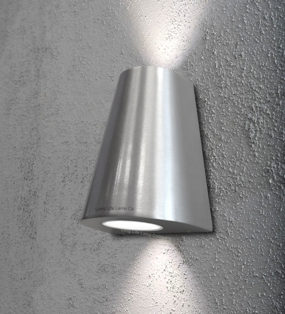 Cone Shape Up Down Outdoor Wall Light Stainless Steel Finish Exterior Double Downlighter - Energy Light Bulbs - Free delivery on all orders