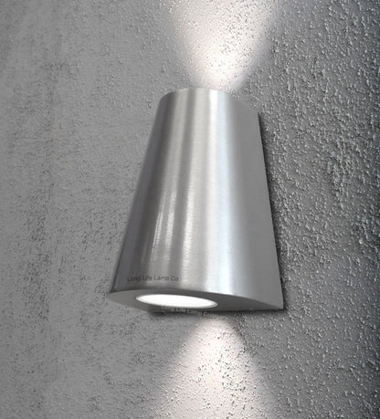 Cone Shape Up Down Outdoor Wall Light Stainless Steel Finish Exterior Double Downlighter - Energy Light Bulbs - Free delivery on all orders