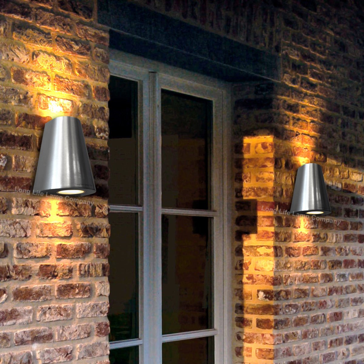 Cone Shape Up Down Outdoor Wall Light Stainless Steel Finish Exterior Double Downlighter - Energy Light Bulbs - Free delivery on all orders