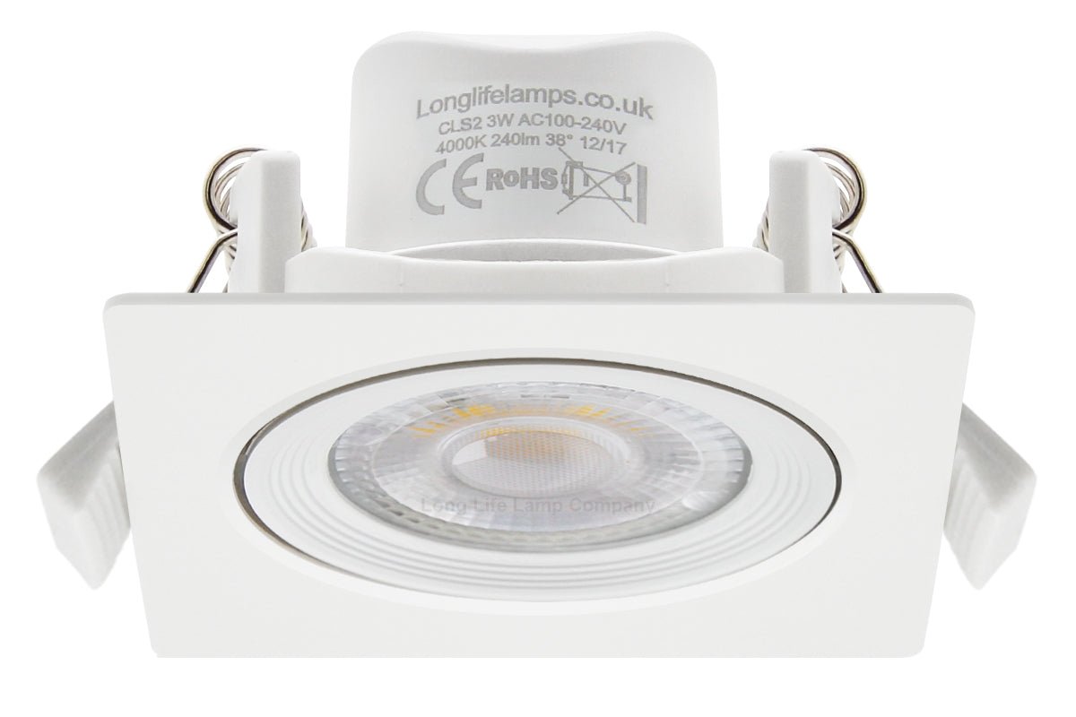 Cool White 3w Adjustable LED Recessed Ceiling Downlight Square CLS2 - Energy Light Bulbs - Free delivery on all orders