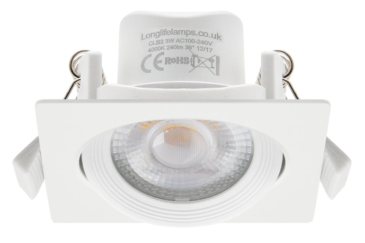 Cool White 3w Adjustable LED Recessed Ceiling Downlight Square CLS2 - Energy Light Bulbs - Free delivery on all orders