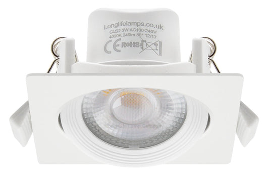 Cool White 3w Adjustable LED Recessed Ceiling Downlight Square CLS2 - Energy Light Bulbs - Free delivery on all orders