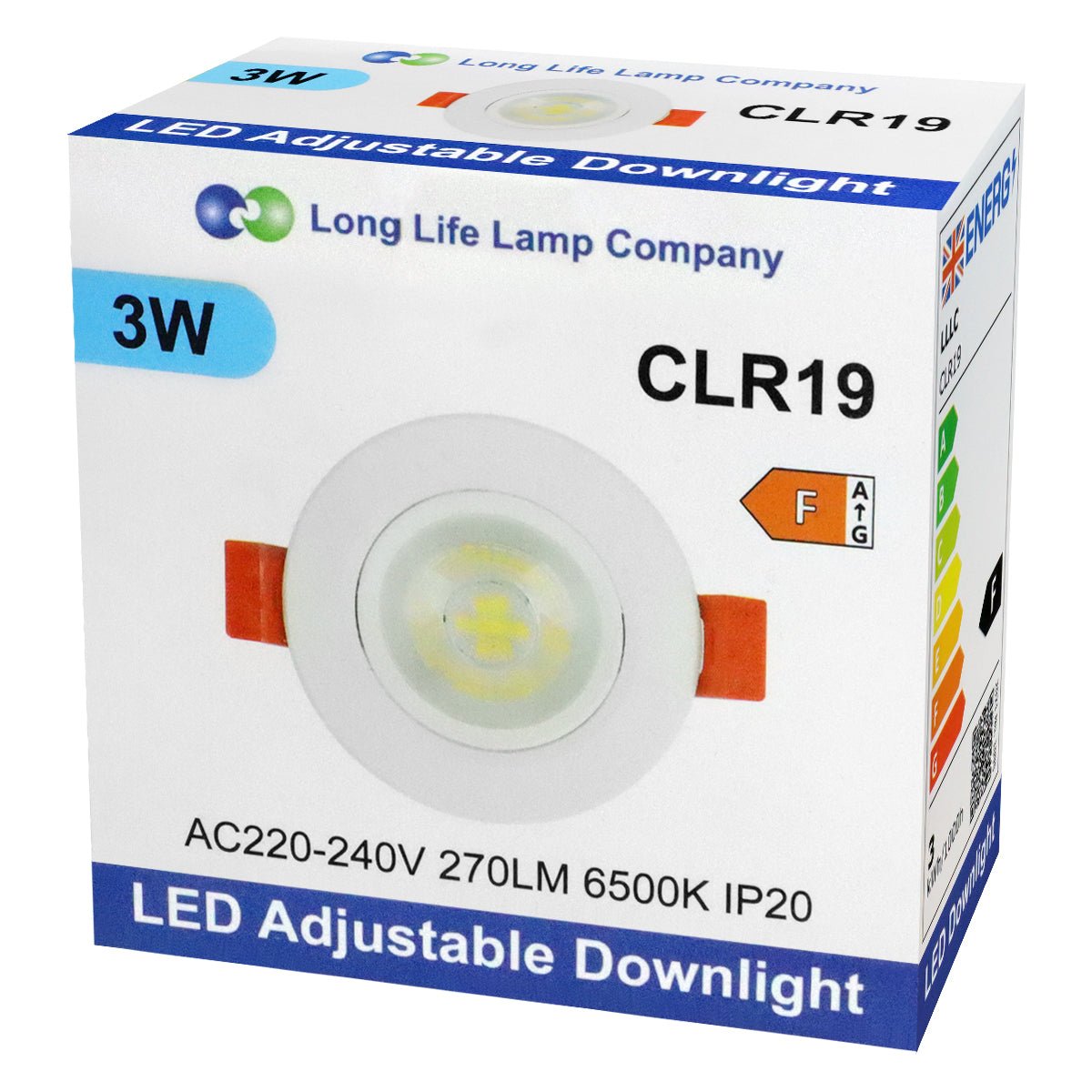 Cool White 3w LED Recessed Ceiling Downlight Adjustable - Energy Light Bulbs - Free delivery on all orders