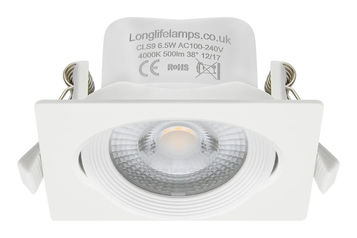 Cool White 6.5w Adjustable LED Recessed Ceiling Downlights Square CLS9 - Energy Light Bulbs - Free delivery on all orders