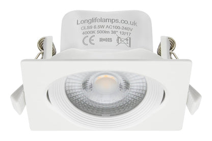 Cool White 6.5w Adjustable LED Recessed Ceiling Downlights Square CLS9 - Energy Light Bulbs - Free delivery on all orders