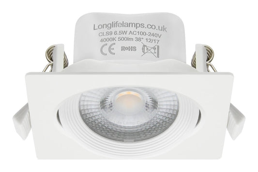 Cool White 6.5w Adjustable LED Recessed Ceiling Downlights Square CLS9 - Energy Light Bulbs - Free delivery on all orders
