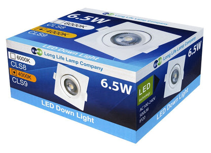 Cool White 6.5w Adjustable LED Recessed Ceiling Downlights Square CLS9 - Energy Light Bulbs - Free delivery on all orders