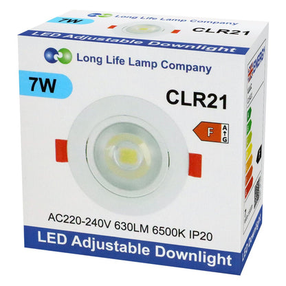 Cool White 7w LED Recessed Ceiling Downlight Adjustable - Energy Light Bulbs - Free delivery on all orders