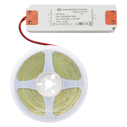 Cool White LED Tape Strip Light Continuous COB Illumination 5 Metres 12V - Energy Light Bulbs - Free delivery on all orders