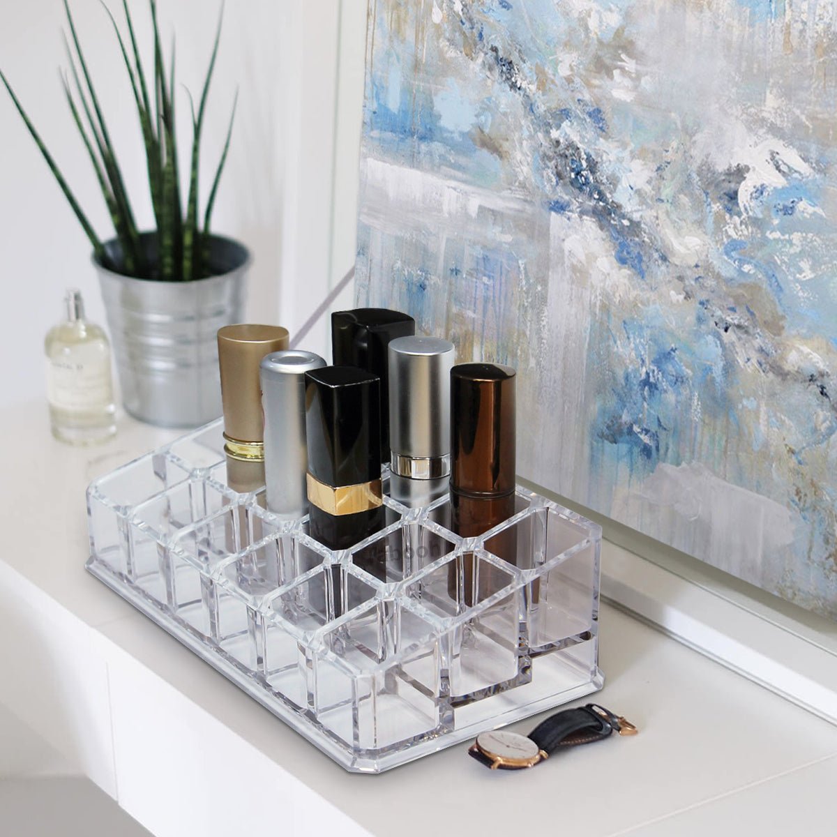 Cosmetic Clear Make Up Organiser Acrylic 18 Sections for Lipstick Lip gloss Nail Polish M8118 - Energy Light Bulbs - Free delivery on all orders