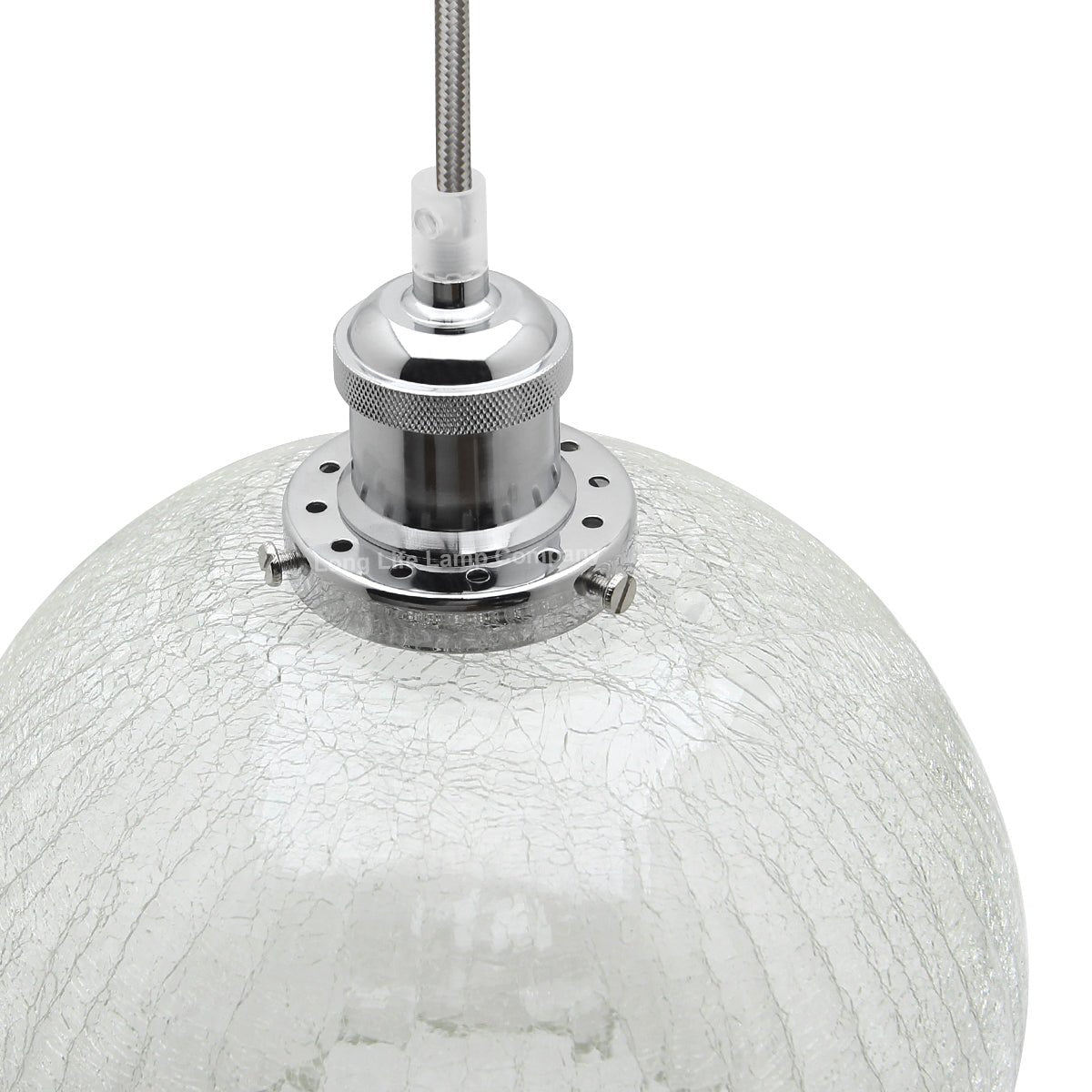 Crackle Glass Pendant Light Round Globe Shade Chrome Ceiling Lamp Holder - Energy Light Bulbs - Free delivery on all orders
