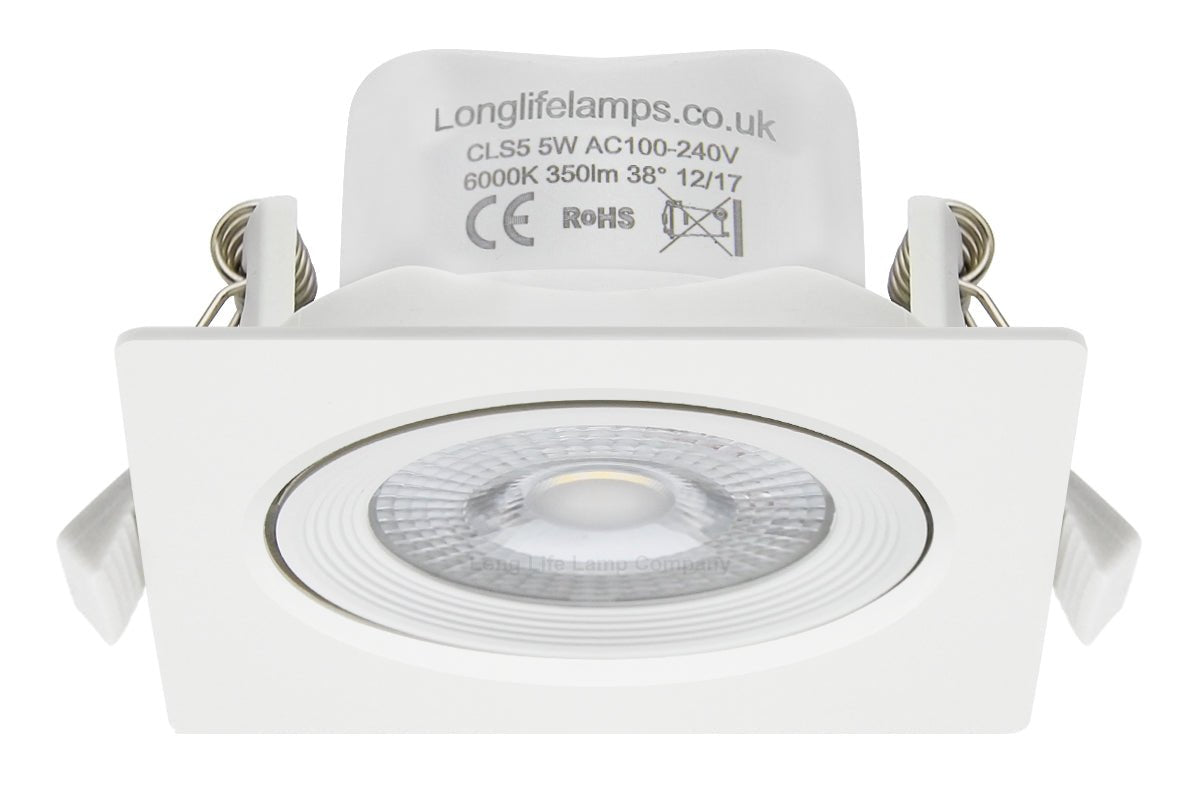 Daylight White 5w Adjustable LED Recessed Ceiling Downlight Square CLS5 - Energy Light Bulbs - Free delivery on all orders