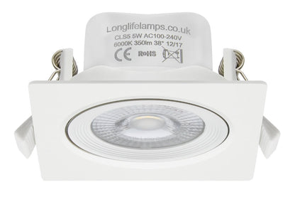 Daylight White 5w Adjustable LED Recessed Ceiling Downlight Square CLS5 - Energy Light Bulbs - Free delivery on all orders