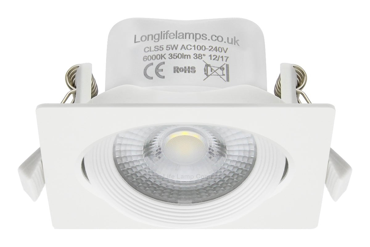 Daylight White 5w Adjustable LED Recessed Ceiling Downlight Square CLS5 - Energy Light Bulbs - Free delivery on all orders