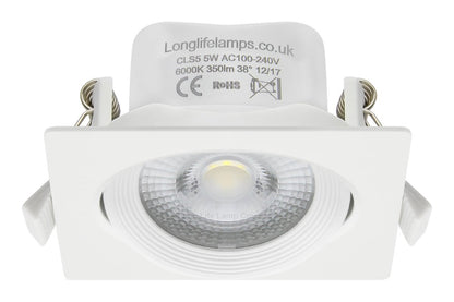Daylight White 5w Adjustable LED Recessed Ceiling Downlight Square CLS5 - Energy Light Bulbs - Free delivery on all orders