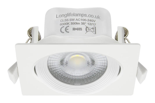 Daylight White 5w Adjustable LED Recessed Ceiling Downlight Square CLS5 - Energy Light Bulbs - Free delivery on all orders