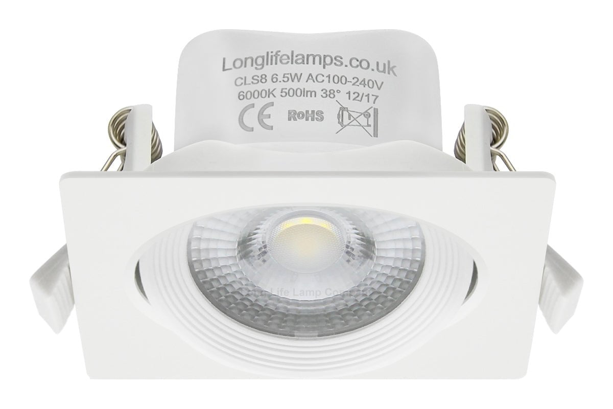 Daylight White 6.5w Adjustable LED Recessed Ceiling Downlights Square CLS8 - Energy Light Bulbs - Free delivery on all orders