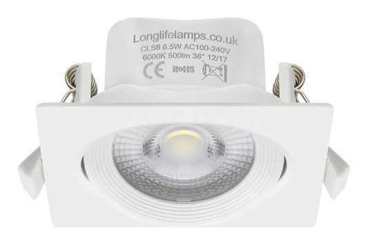 Daylight White 6.5w Adjustable LED Recessed Ceiling Downlights Square CLS8 - Energy Light Bulbs - Free delivery on all orders