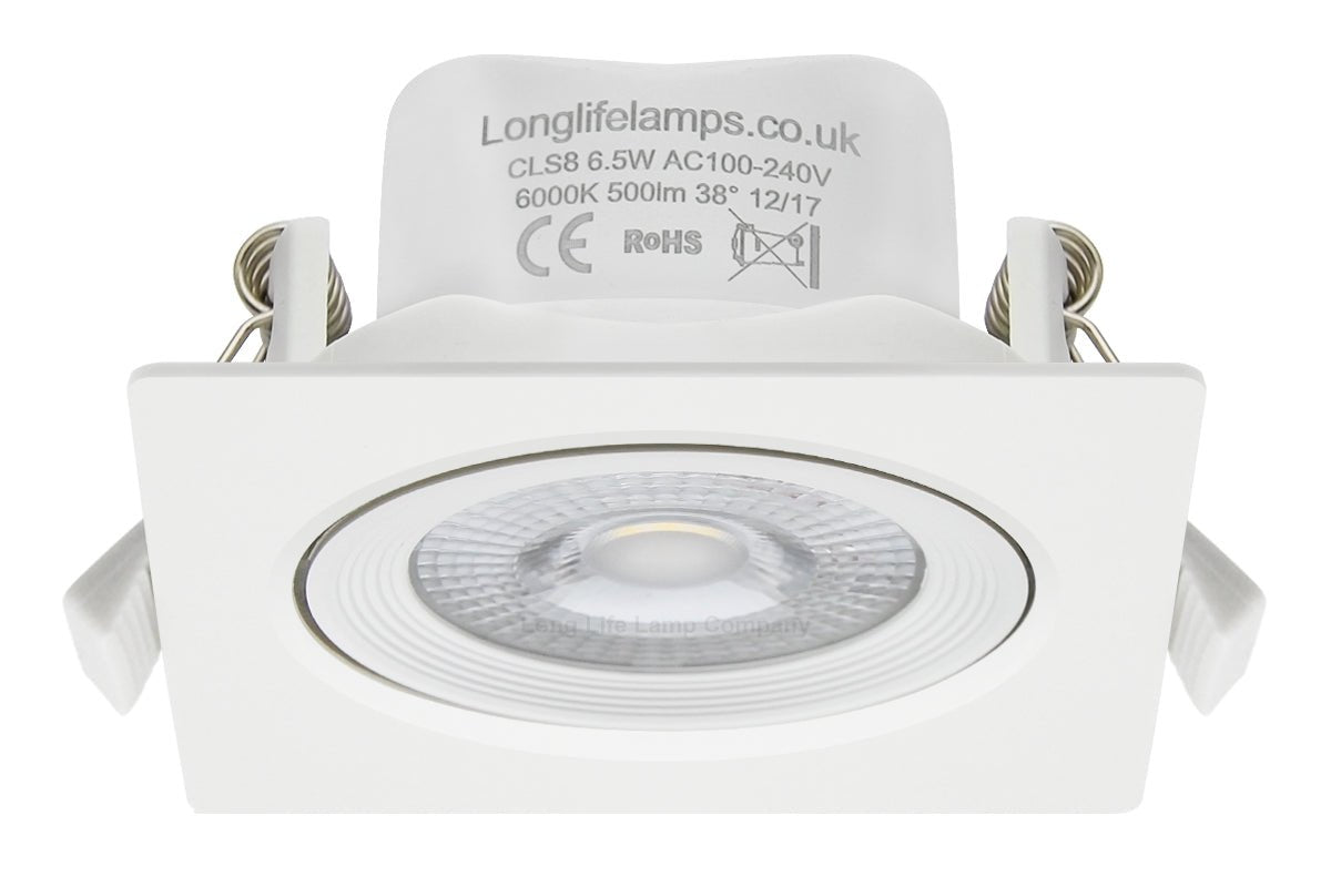 Daylight White 6.5w Adjustable LED Recessed Ceiling Downlights Square CLS8 - Energy Light Bulbs - Free delivery on all orders