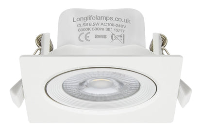 Daylight White 6.5w Adjustable LED Recessed Ceiling Downlights Square CLS8 - Energy Light Bulbs - Free delivery on all orders