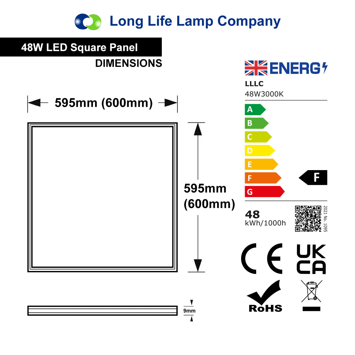 48w LED Ceiling Panel 600x600 Warm White Flat Tile 3000k - Free delivery on all orders