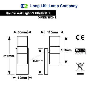 Outdoor Up Down Wall Light Dusk Till Dawn Sensor Stainless Steel Finish ZLC0203DTD
