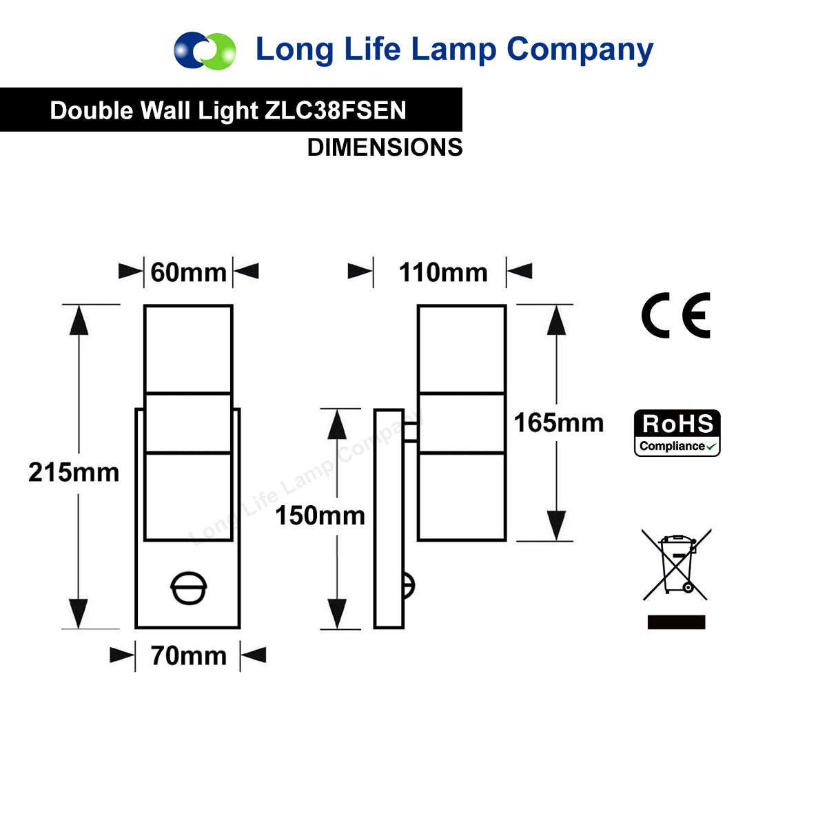 Black 8W, 10W, 12W LED GU10 PIR Movement Sensors Up and Down Wall Light