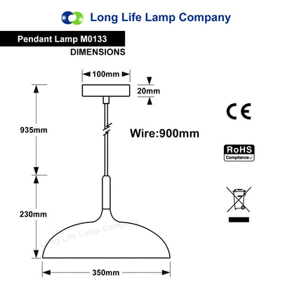 Modern Retro Pendant Ceiling Light Grey M0133