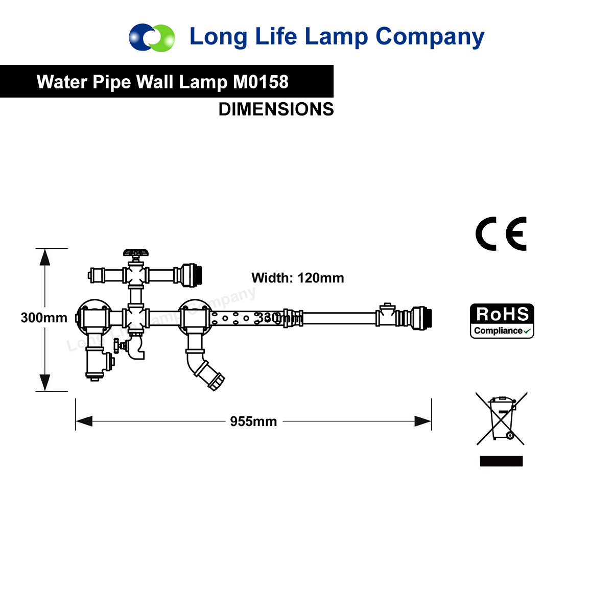 Steampunk Rifle Wall Light E27 LED 60W Industrial with 2w T30 & 4w T45