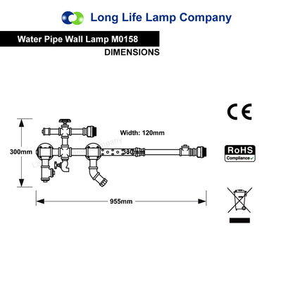 Steampunk Rifle Wall Light E27 LED 60W Industrial with 2w T30 & 4w T45