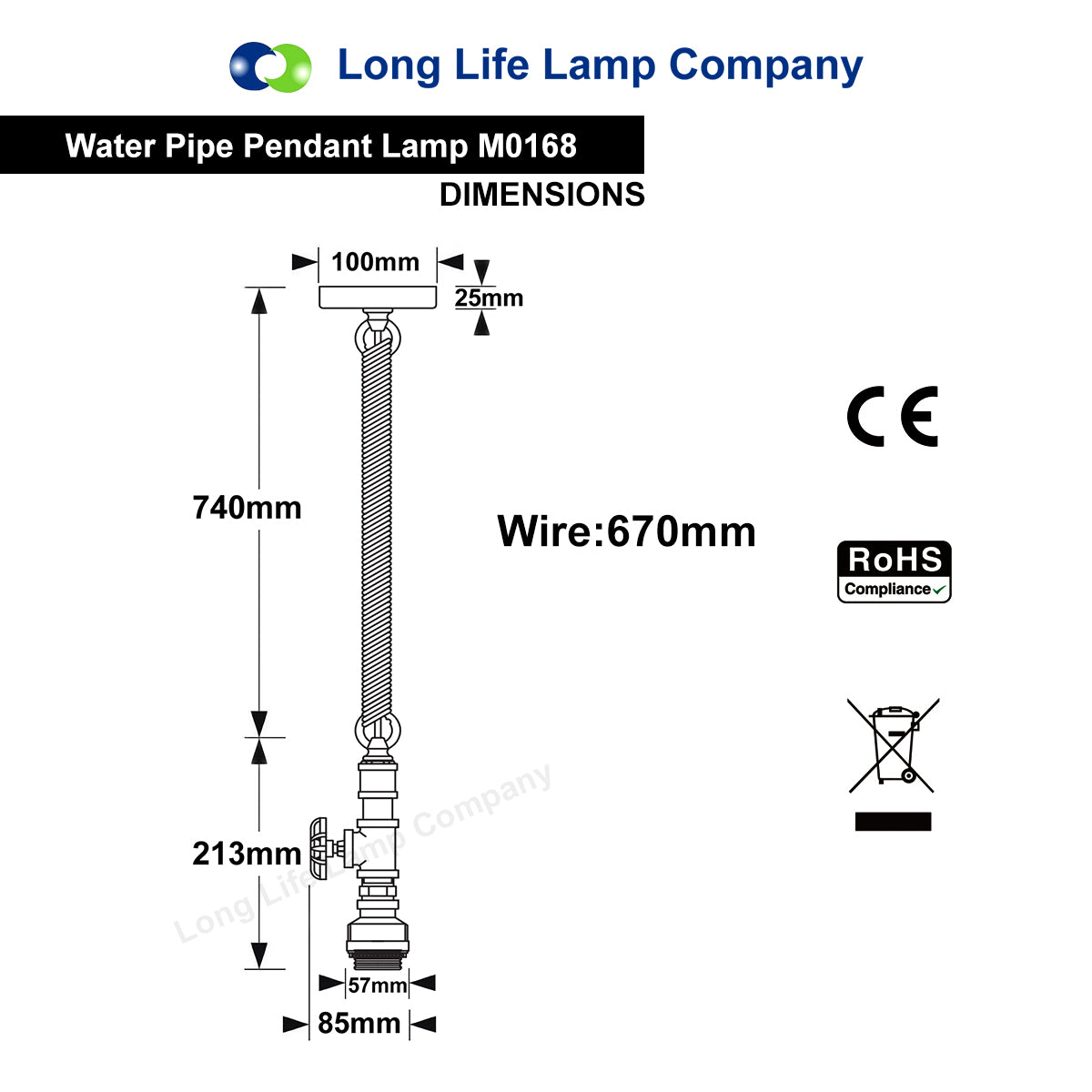 Industrial Water Pipe Vintage Ceiling Rope Pendant Light with Valve Tap M0168