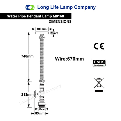 Industrial Water Pipe Vintage Ceiling Rope Pendant Light with Valve Tap M0168