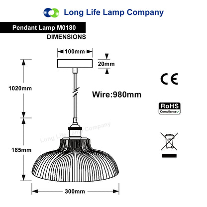 Vintage Glass Ceiling Pendant Light M0180