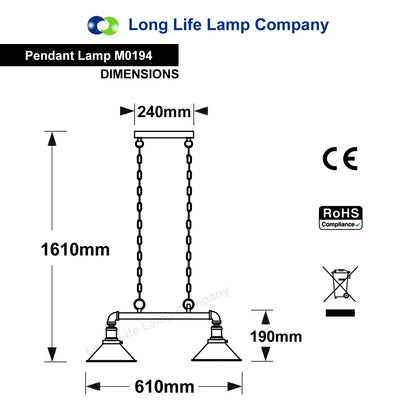 Vintage Retro Industrial Water Pipe Ceiling Light M0194