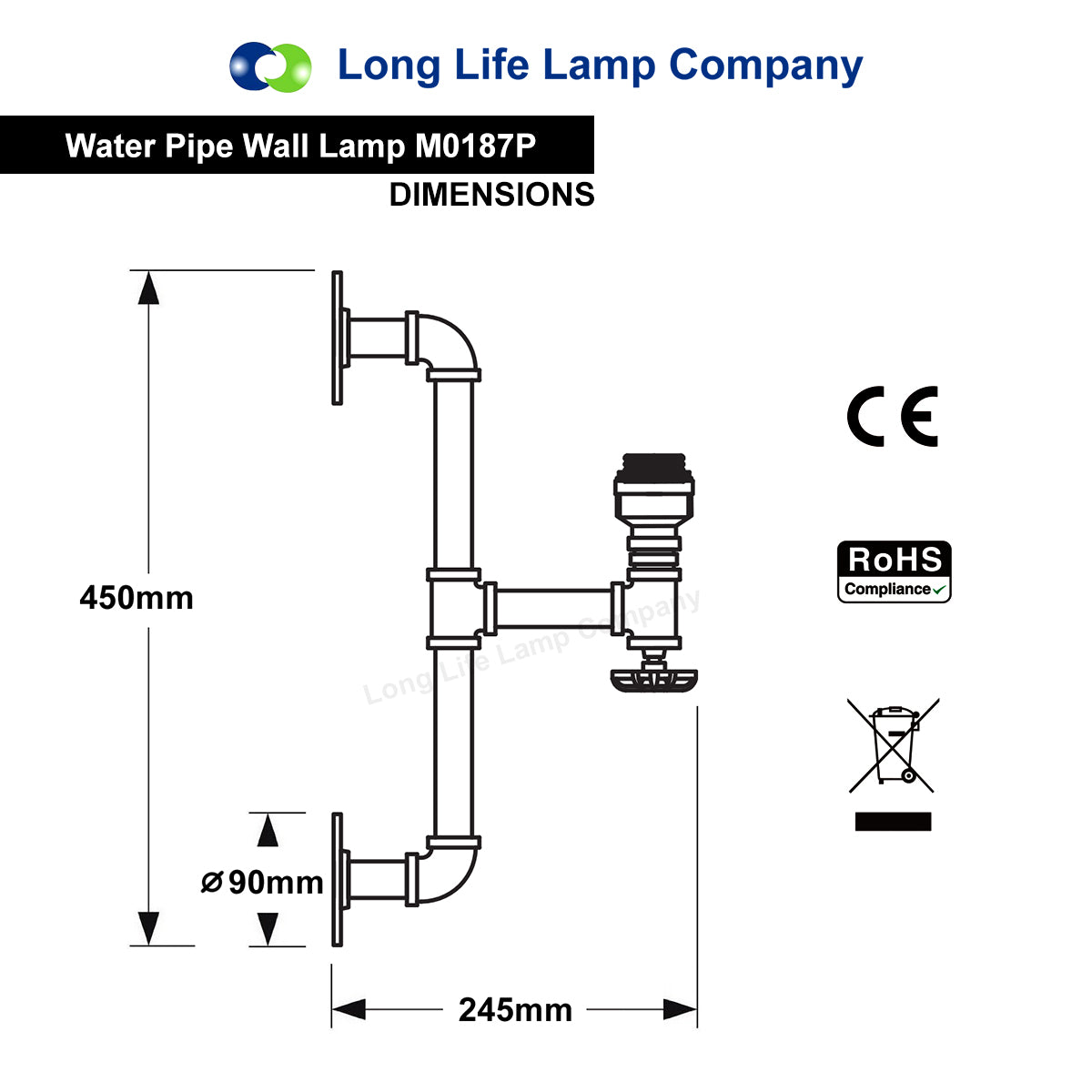 Retro Vintage Industrial Water Pipe Wall Light M0187P - Free delivery on all orders