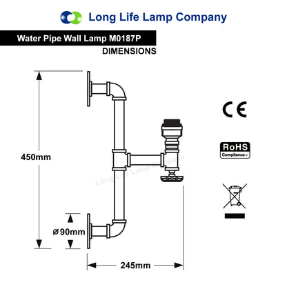 Retro Vintage Industrial Water Pipe Wall Light M0187P - Free delivery on all orders