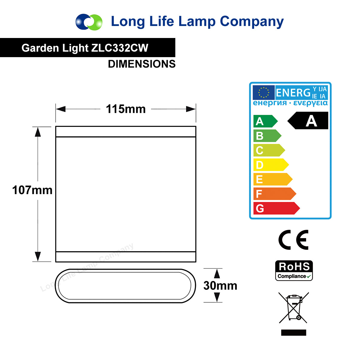 6W LED Outdoor Wall Light Cool White Stainless Steel IP54
