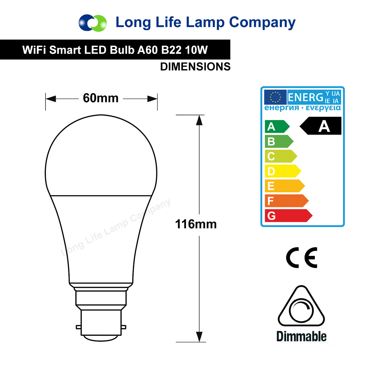 10W B22 LED Smart WiFi Light Bulb Colour Changing Mood Lamp