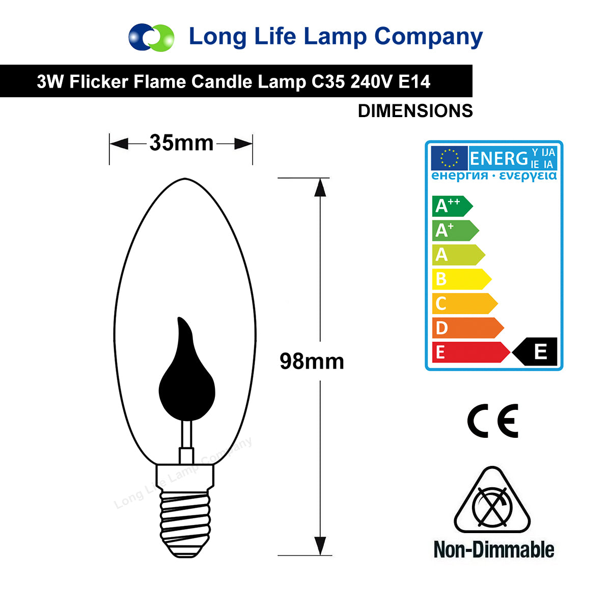 4 X 3w Flicker Flame Candle Light Bulb E14 - Free delivery on all orders