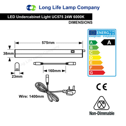 3 Pack 24W LED T5 Under Cabinet Light 6000K Cool White