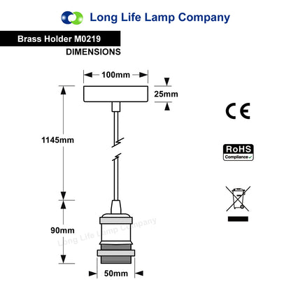 Industrial Vintage Ceiling Pendant Lamp Holder Black Nickel E27 Fitting M0219