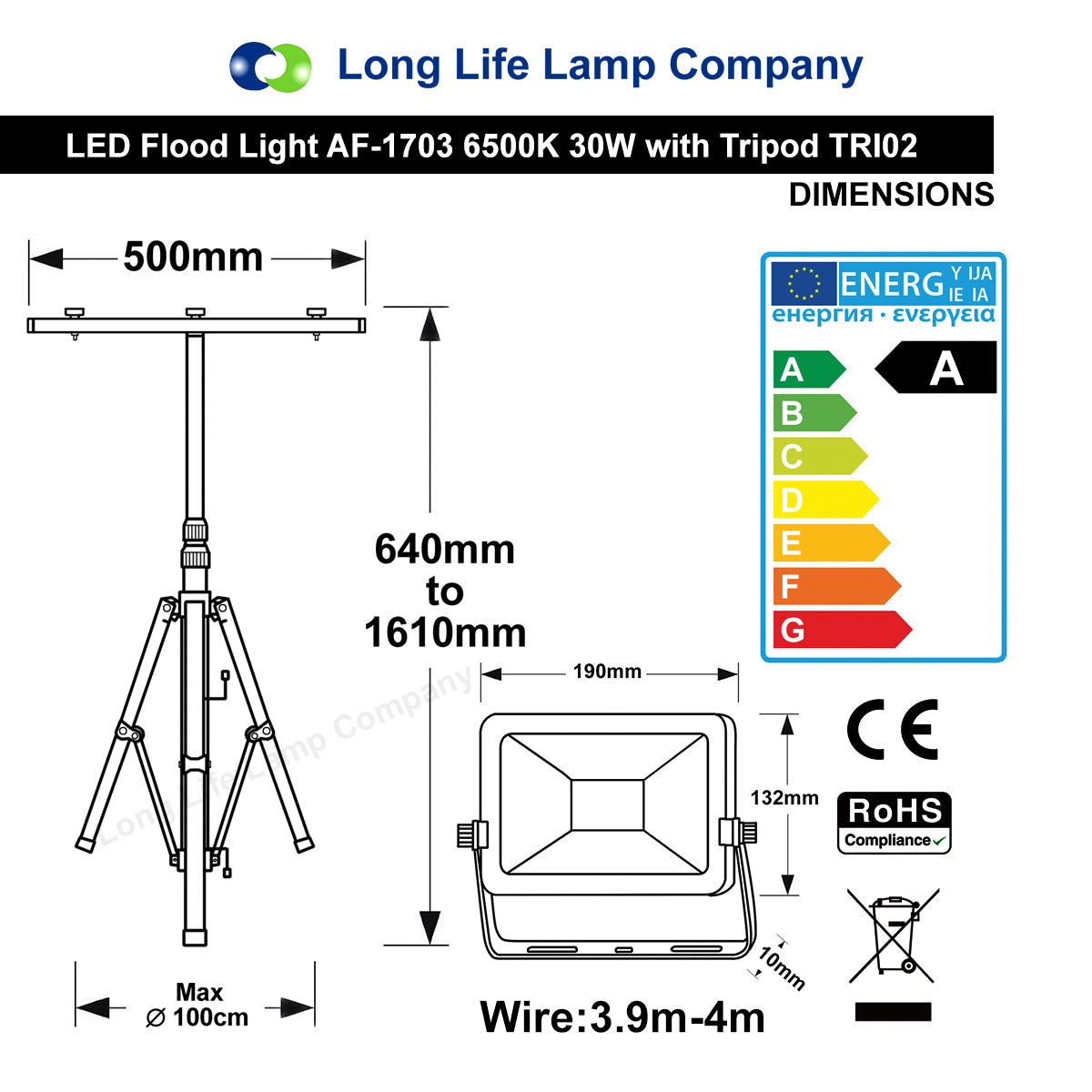30W LED Twin Floodlight Tripod Stand IP65 Job Site Light - Free delivery on all orders
