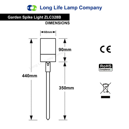 Outdoor Garden Black Stainless Steel 12v MR16 Low Voltage Spike Light ZLC328B - Free delivery on all orders