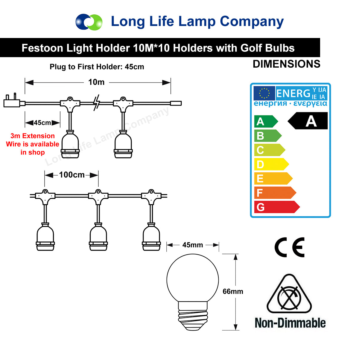10 Bulb 10M Outdoor LED Festoon String Lights Coloured Bulbs IP64 240v Heavy Duty Highest Quality - Free delivery on all orders
