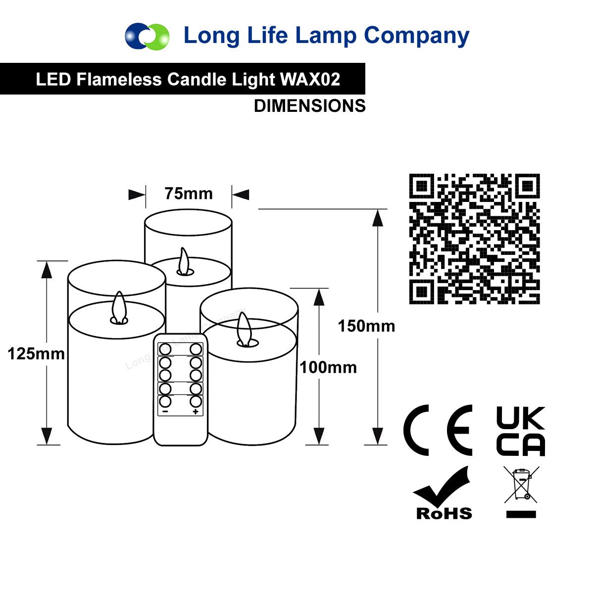 Set Of 3 USB Rechargeable LED Wax Smoked Grey Glass Flameless Candles With Remote Control
