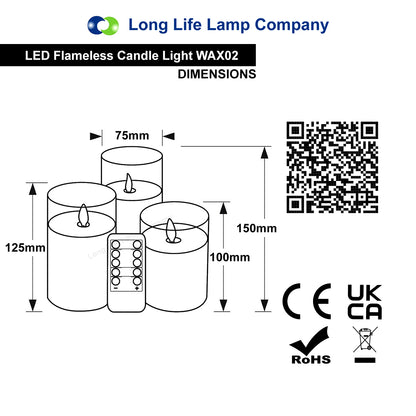Set Of 3 USB Rechargeable LED Wax Smoked Grey Glass Flameless Candles With Remote Control